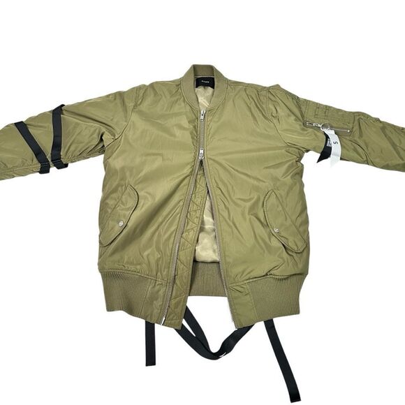 Stampd Strapped Bomber Jacket Men’s M Olive Green Utility Pocket Double Zip - Picture 4 of 8